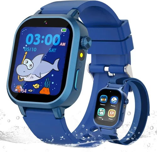 Vista 12 de Wiszodet Reloj inteligente impermeable para niños, regalo para niños de 3 a 12 años con 39 juegos, pantalla táctil HD, reproductor de música, cámara