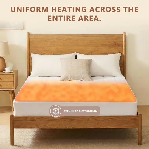 Vista 2 de Homemate - Funda calefactable para colchón tamaño individual para durmientes fríos, almohadilla de colchón eléctrica de forro polar coral con 4