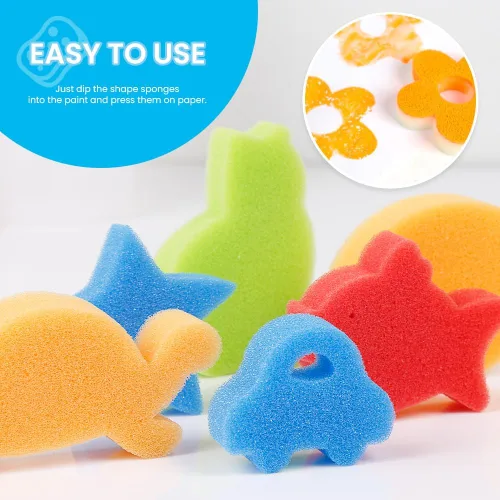 Vista 5 de LEOBRO 30 esponjas para pintar, aplicadores de pintura de esponja de forma, esponjas de pintura para manualidades, sellos de esponja de espuma