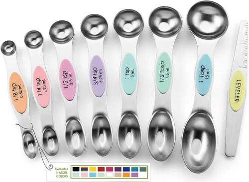 Vista 46 de Spring Chef Juego de cucharas medidoras magnéticas de acero inoxidable con imanes N45 fuertes, accesorios de cocina de metal resistente para hornear