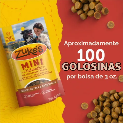 Vista 7 de Zuke's Mini Naturals Premios para entrenamiento de perros, masticables y suaves, con mantequilla de maní y avena.