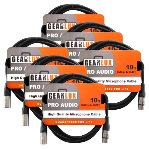 Vista 22 de Gearlux – Cable de micrófono XLR, completamente balanceado, macho a hembra, 25 pies - Paquete de 3
