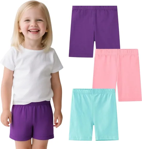 Vista 6 de HILEELANG Toddler Girl Safety Bike Shorts Underdress Plain Solid Color Cotton Summer Short Tights Dance Active Shorts S1#gris negro