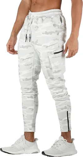 Vista 4 de MECH-ENG Pantalones deportivos para hombre Active Tack Jogger Fitness Pantalones ajustados con bolsillos con cremallera