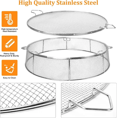 Vista 2 de Cubierta de protección contra chispas para hoguera de fogata, pantalla de chispas de acero inoxidable 304 para hoguera individual de 19.5 pulgadas