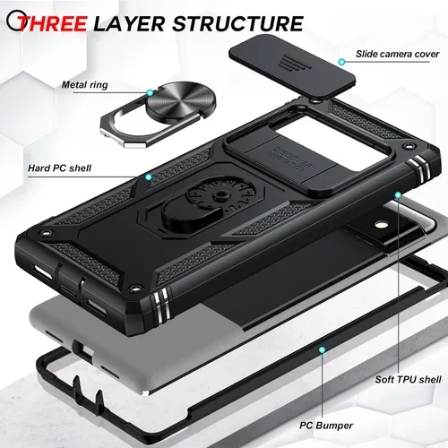 Vista 3 de LeYi Funda para Google Pixel 6: Funda para teléfono para Pixel 6 con cubierta deslizante para cámara + [2 paquetes] Protector de pantalla de vidrio