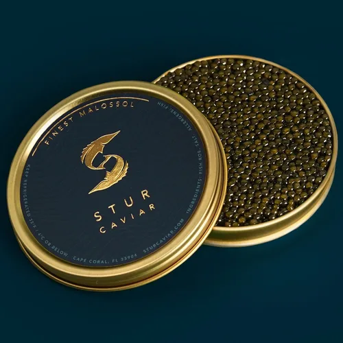 Vista 4 de STUR Royal Osetra Sturgeon Caviar – 17.6 oz / 500 gr – Ossetra Black Roe – OVERNOCHE GARANTIZADO