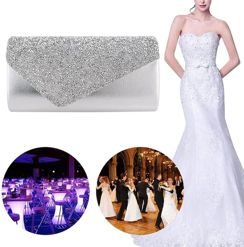Vista 7 de Naimo Bolso de mano con diamantes de imitación brillantes para boda, fiesta de noche