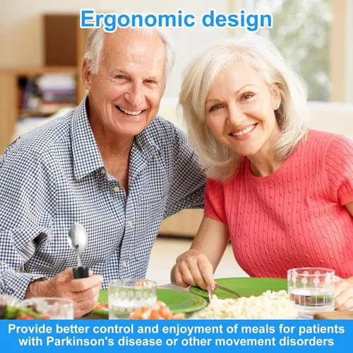 Vista 7 de Juego de utensilios adaptativos, suministros especiales pesados, utensilios de Parkinson, agarre débil y ayudas para discapacitados y Parkinson
