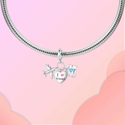 Vista 2 de LUXILLA Love You Best Friend Grandma Wife - Dije de corazón de plata de ley 925 para pulseras, collar, día de San Valentín, día de la madre, regalo