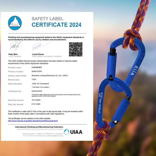 Vista 2 de Mosquetones de Escalada en Roca con Bloqueo Automático, Certificados UIAA Profesionales 25KN (5620 lbs) Mosquetones Resistentes para Rappel 10