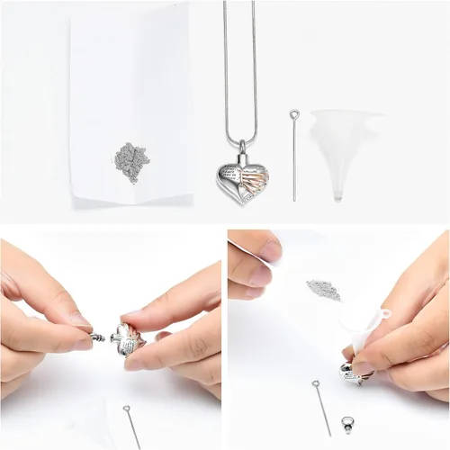 Vista 31 de Imrsanl Collar con dije de urna de cremación en forma de corazón para cenizas humanas – Un pedazo de mi corazón vive en el cielo