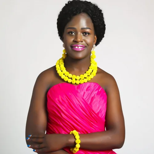 Vista 8 de Boda de Nigeria África Beads opaco amarillo vidrio nupcial conjuntos de joyas