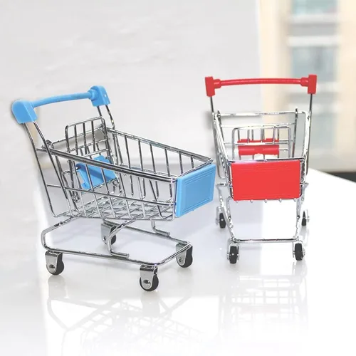 Vista 7 de Carrito de compras mini, carrito de mano de supermercado, carrito de almacenamiento mini para supermercado, juguete decorativo para almacenamiento