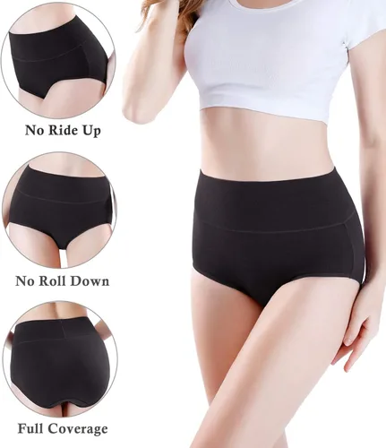 Vista 3 de wirarpa - Pantaletas ropa interior modal de bambú ultra suave cintura alta para mujer multipack