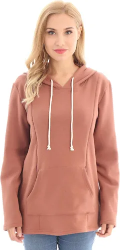 Vista 40 de Bearsland - Sudadera de lactancia y maternidad para mujer, con bolsillos y capucha