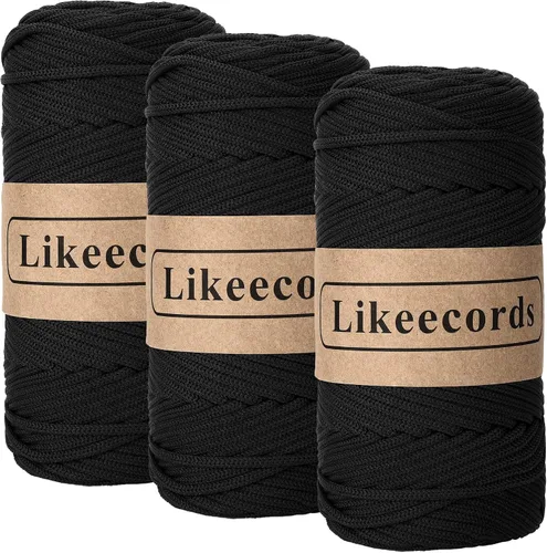 Vista 39 de Likeecords Cordón de macramé trenzado de poliéster de 0.157 in, 140 yardas, 426 pies, hilo elástico para bolsa de ganchillo para manualidades