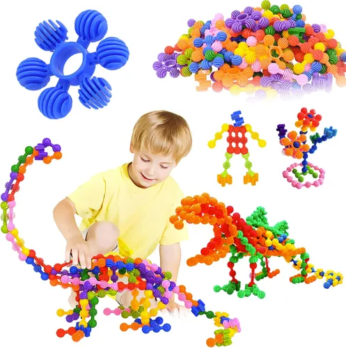 Vista 2 de Bloques de construcción para niños, juguetes STEM, 120 piezas de engranajes de plástico entrelazados que se doblan, material seguro, juguete
