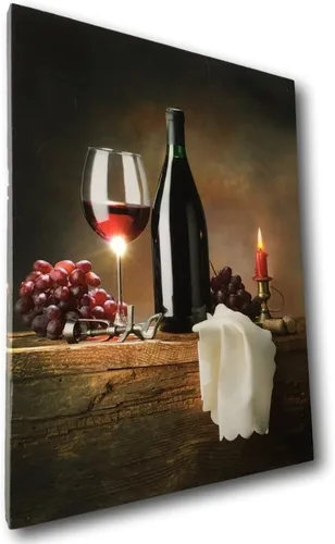 Vista 5 de BANBERRY DESIGNS Arte de pared LED de copas de vino, juego de 2 impresiones en lienzo iluminadas, decoración temática de vino, funciona