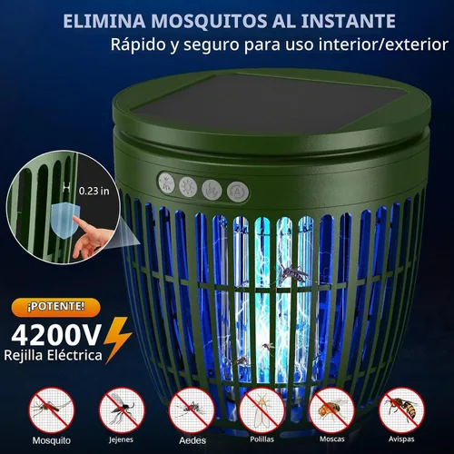 Vista 2 de Exterminador solar de insectos al aire libre, matamosquitos de 4200 Verde