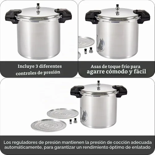 Vista 2 de MIRRO Enlatadora a presión de aluminio de 22 cuartos con 3 reguladores, 5