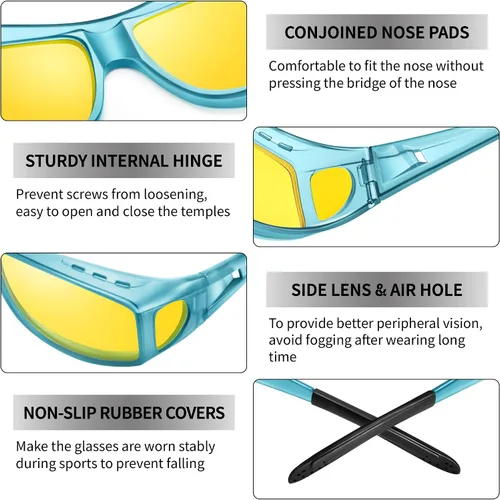 Vista 4 de URUMQI Gafas de conducción de visión nocturna para hombres y mujeres, lentes polarizados antirreflejos, lentes de alta definición amarillas