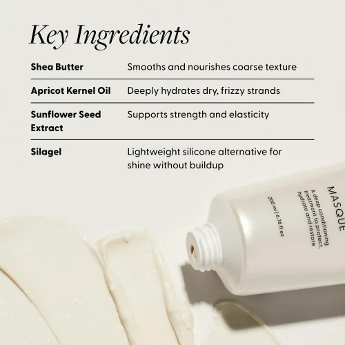 Vista 5 de Arey Masque Deep Conditioner & Hair Mask Hidratación profunda para cabello medio a grueso Reduce la rotura, doma el encrespamiento, restaura