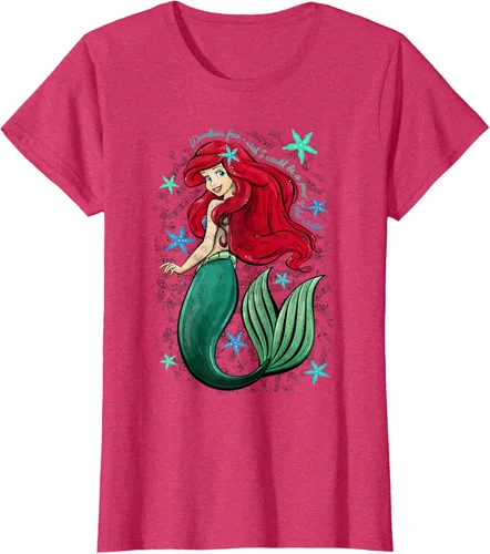 Vista 7 de Disney The Little Mermaid - Camiseta con notas musicales de Ariel, talla S Blanco