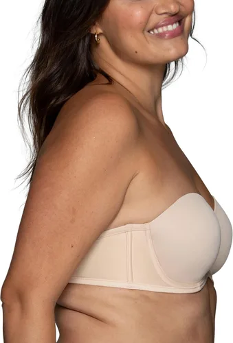 Vista 3 de Vanity Fair - Brasier sin tirantes para mujer, suaviza la espalda Paquete de 2 - Beige/Negro
