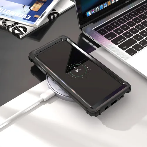 Vista 9 de IDweel Funda para Galaxy Note 8, 3 en 1, a prueba de golpes, delgada, híbrida, resistente, protección de policarbonato duro, silicona suave, Negro