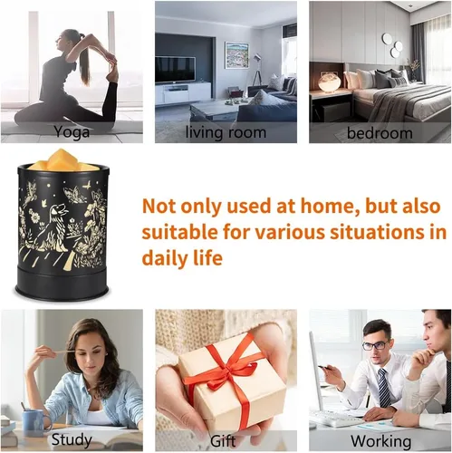 Vista 4 de Nawaza - Calentador de cera de metal 2 en 1, eléctrico, para velas aromáticas, derretido de cera y cubos de cera con luz LED, quemador de aceites
