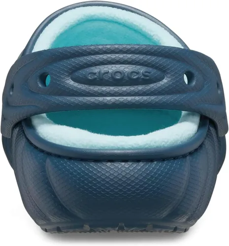 Vista 6 de Crocs Zuecos Unisex para Adultos Classic Lined Overpuff y Geometric Fuzzy Azul medianoche