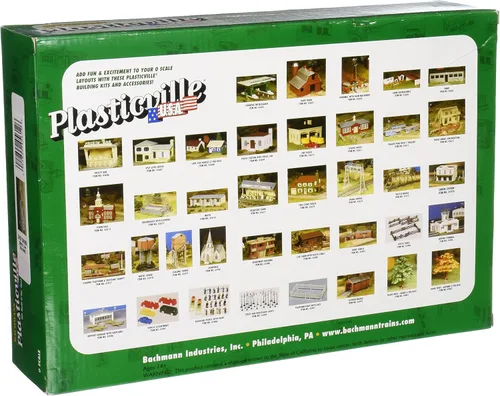 Vista 2 de Bachmann Trenes - PLASTICVILLE U.S.A. EDIFICIOS - KITS CLÁSICOS - PARQUE DE REMOLQUE - 3 REMOLQUES Y BANDERA POLE CON BANDERA - Escala O