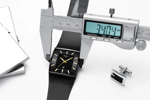 Vista 5 de Relojes para hombre, de moda, de lujo, casual, con correa de malla, impermeable, con fecha, cuadrado