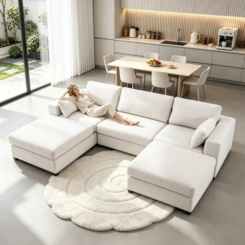 Vista 23 de 113" sofá seccional modular de gran tamaño del asiento profundo, sofá