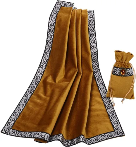 Vista 11 de BLESSUME Mantel de tarot de altar para lectura con bolsa negra