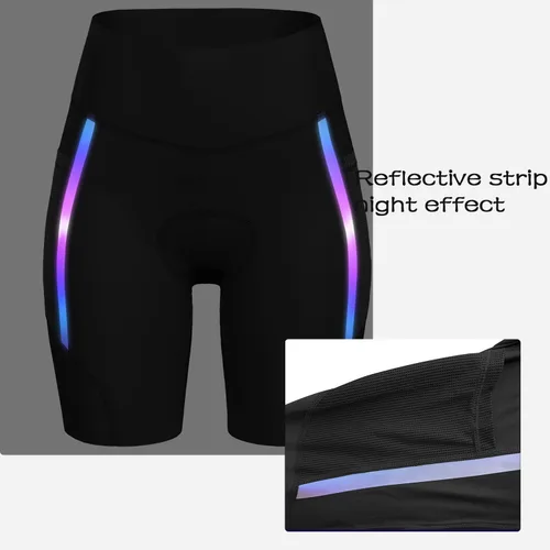 Vista 4 de Lo.gas Pantalones cortos de ciclismo para mujer, acolchados 4D, pantalones cortos de ciclismo con relleno, bolsillos de carretera, cintura ancha
