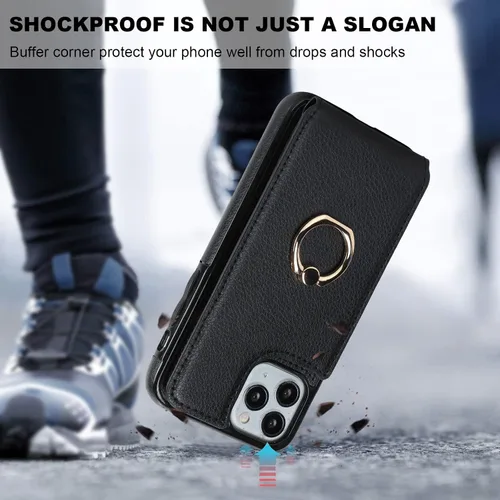 Vista 7 de Folosu Funda compatible con iPhone 11 Pro con soporte para tarjetas, rotación de 360°, soporte de anillo de dedo con función atril, protección RFID