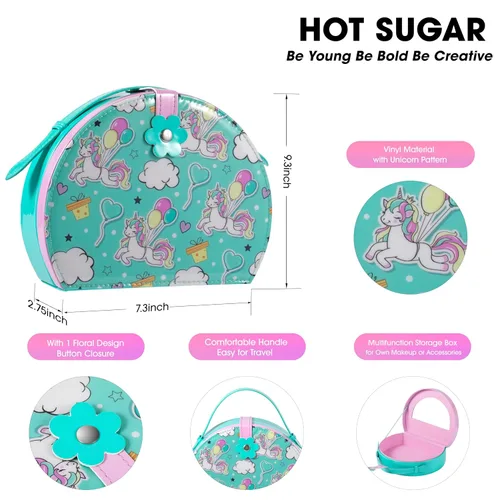 Vista 2 de Hot Sugar Kit de maquillaje para niños, kit de maquillaje para niñas de 4 a 6 años, 7 a 8 años, 10 a 12 años, regalo de unicornio para niñas de Verde