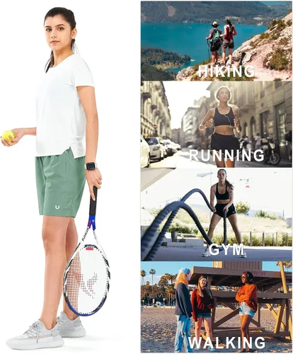 Vista 12 de NORTHYARD Pantalones cortos deportivos de senderismo para mujer, de secado rápido, ligeros, para gimnasio, entrenamiento, con 3 bolsillos