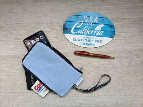Vista 3 de Tainada Bolso de mano para teléfono para mujer, con doble cremallera, cartera para iPhone 15 Pro Max, 15 Plus, Samsung S23+ Azure Blue