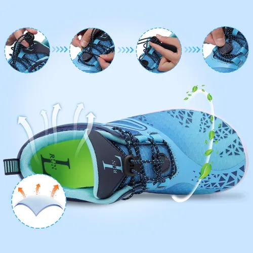 Vista 7 de L-RUN Zapatos de agua para hombre y mujer, zapatos de agua descalzos para senderismo, secado rápido, calcetines acuáticos para natación, buceo
