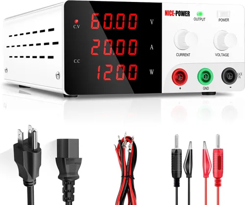 Vista 9 de NICE-POWER Fuente de alimentación de CC variable, fuente de alimentación de banco de alta potencia de 15V 60A 900W con perilla de codificador
