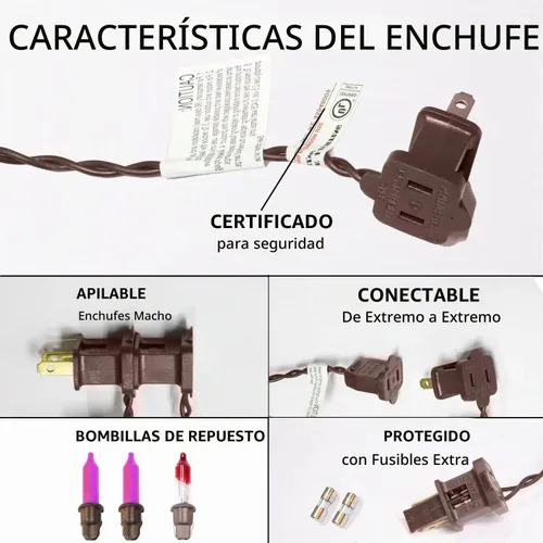 Vista 5 de Juego de 100 luces moradas extra brillantes con conectores finales, luces decorativas de Halloween, 19.6 ft, certificación UL, mini tira de luces