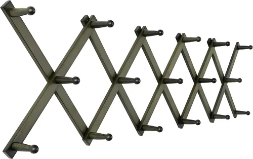 Vista 17 de SKOLOO Perchero de pared para sombreros con 14 ganchos, de madera maciza, moderno, perchero de pared expandible para abrigos, sombreros, bolsos