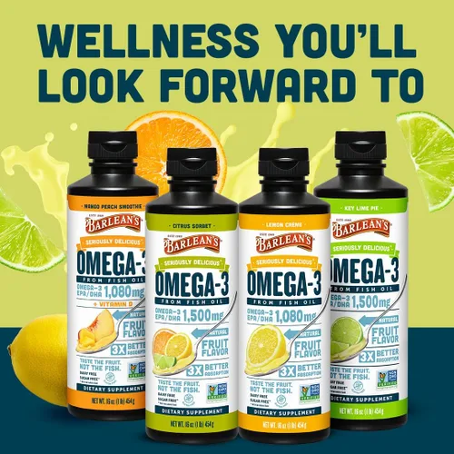 Vista 7 de Barlean's Suplemento líquido de aceite de pescado Omega 3 para hombres y mujeres, 1500 mg de ácido graso EPA y DHA, promueve la salud del cerebro