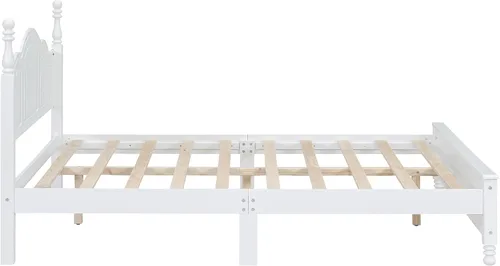 Vista 8 de Harper & Bright Designs Cama de plataforma tamaño Queen con cabecero, marco de cama de madera de estilo retro con soporte de listones, camas