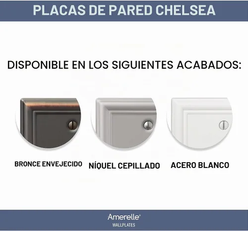 Vista 4 de Amerelle 149DDB - Placa de pared Chelsea, 1 Duplex, acero, bronce envejecido, 1 paquete