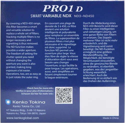 Vista 8 de Kenko PRO1D - Filtro inteligente variable NDX3-450 de 2.047 in, KE02-PSM1N52