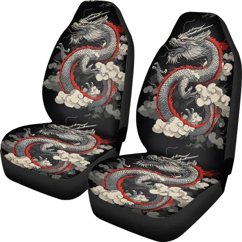 Vista 18 de Mumeson Fundas protectoras de asiento delantero de automóvil con estampado de calavera y girasol, fundas elásticas para asiento de automóvil, 2